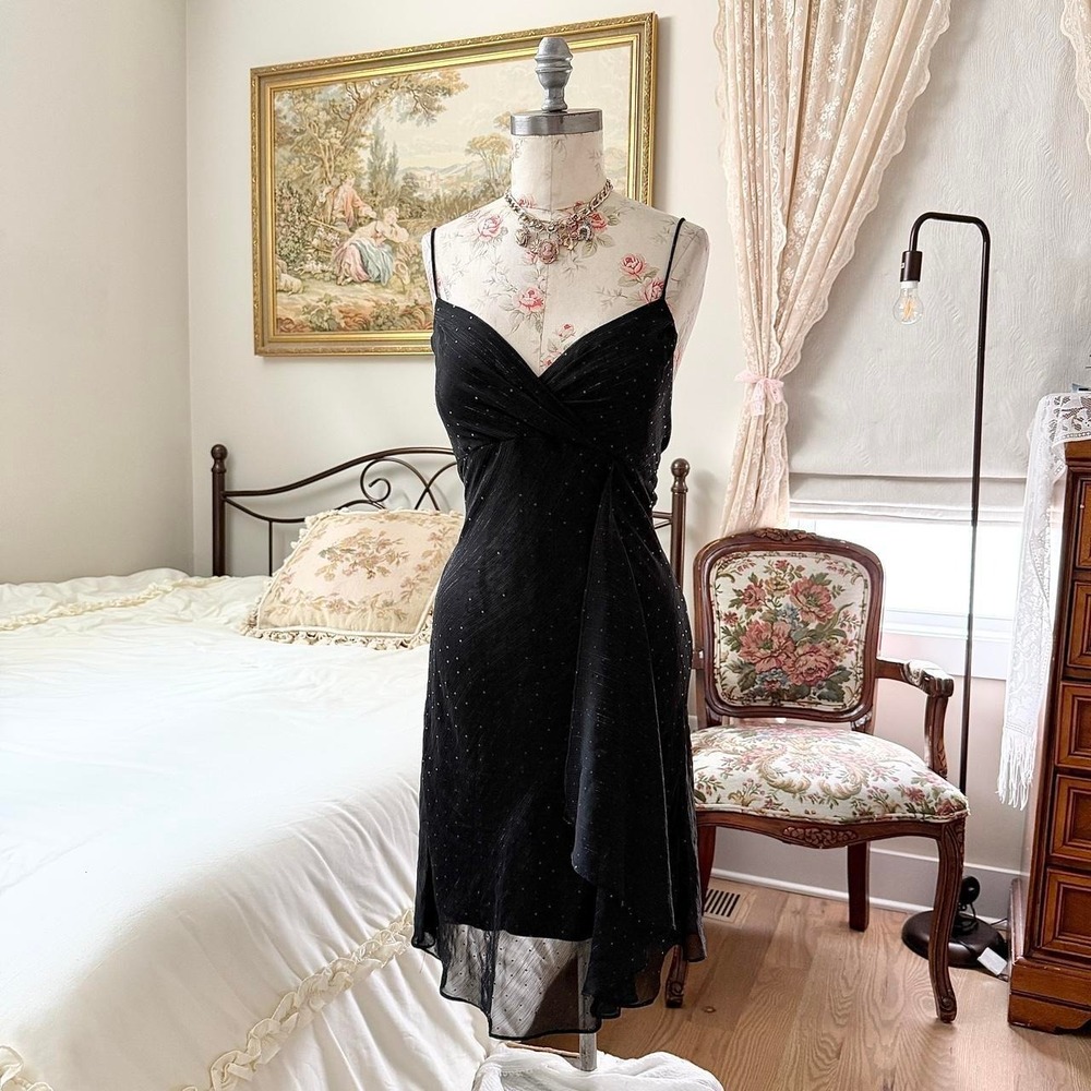black fairy midi dress‎  Y2k Jump size 13 black asymmetrical midi dress